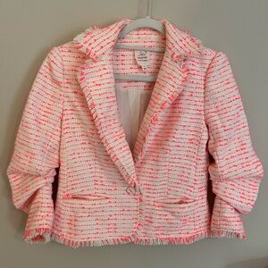 Cinq A Sept Tweed Le Petit Khloe Blazer in Ivory/Pink